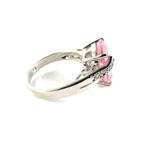 Beautiful Silver Tone Pink CZ Ring Size 9.75 - Picture 2 of 4